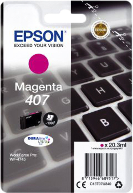 Inktcartridge Epson 407 T07U340 rood Inktcartridge Epson 407 T07U340 rood