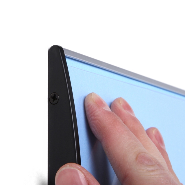 tablet, tablet bezel, screen, blue screen, hand touching