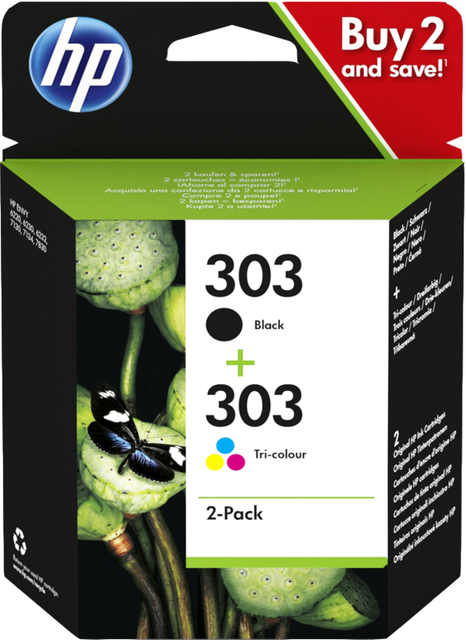 Inktcartridge HP 3YM92AE 303 zwart + kleur Inktcartridge HP 3YM92AE 303 zwart + kleur