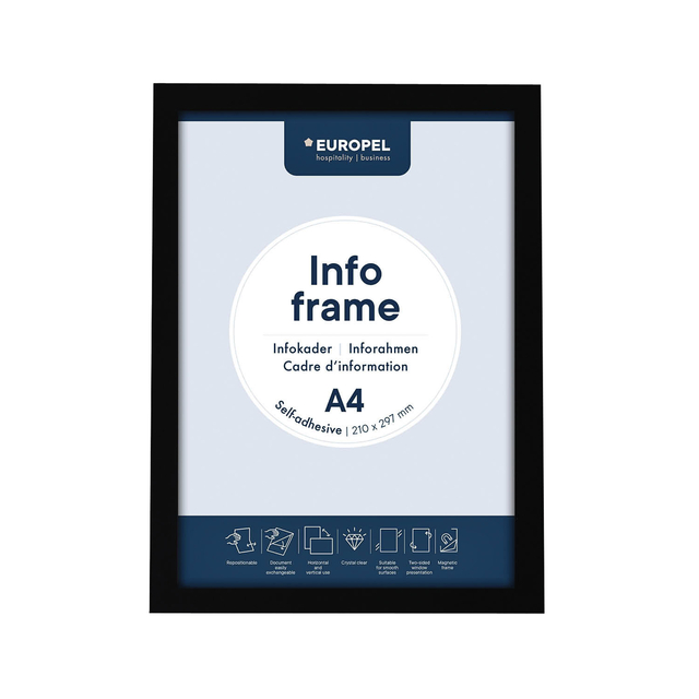 Infokader Europel zelfklevend A4 zwart Infokader Europel zelfklevend A4 zwart