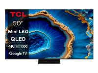 TCL 50C805 50" | Ultra HD 4K QD-Mini LED Smart TV | Google TV + Wifi | Dolby Vision & HDR10+ | Quantum Dot voor Levendige Kleuren | Local Dimming | 144Hz