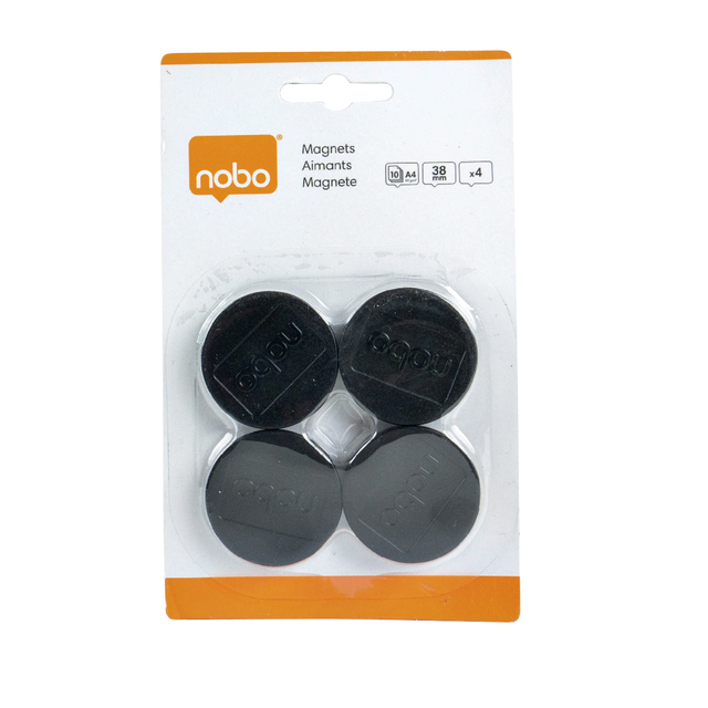 magnets, round, black, 4 pieces, glass plate magnet