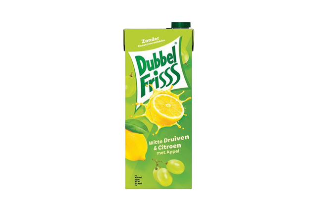 Fruitdrank DubbelFrisss witte druif citroen pak 1500ml Fruitdrank DubbelFrisss witte druif citroen pak 1500ml