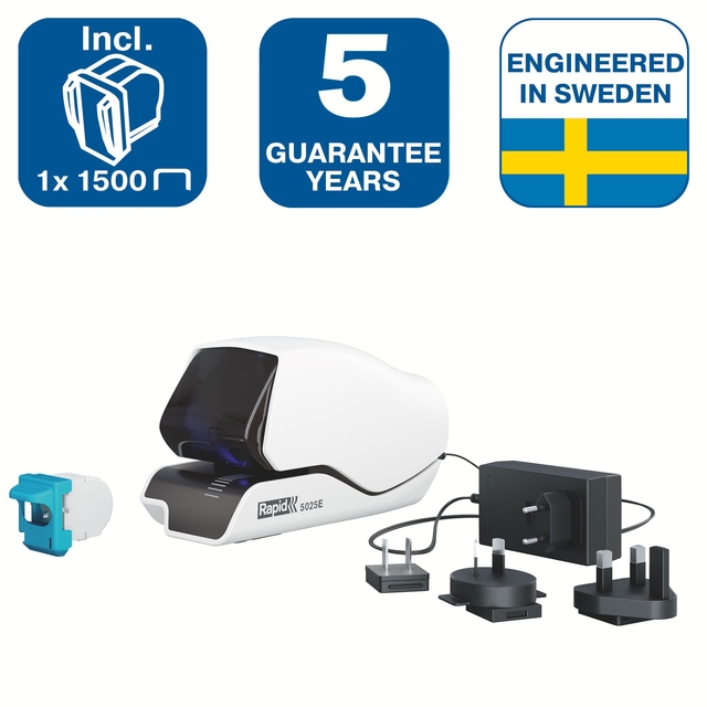 Nietmachine Rapid Supreme contactloos elektrisch 5025e 25 vel wit