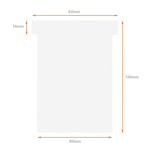 T-kaart Nobo nr.3 80mm wit 100 stuks