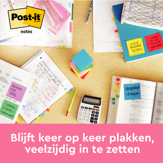 Memoblok Post-it 654 76x76mm neon geel 100 vel