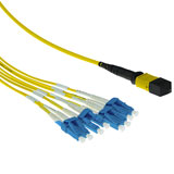 ACT 3 meter Singlemode 9/125 OS2 fanout patchkabel 1 X MTP female - 4 X LC duplex 8 vezels