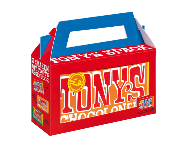 Chocolade Tony's Chocolonely  Rainbowpack Classic 3 repen à 180gr Chocolade Tony's Chocolonely  Rainbowpack Classic 3 repen à 180gr