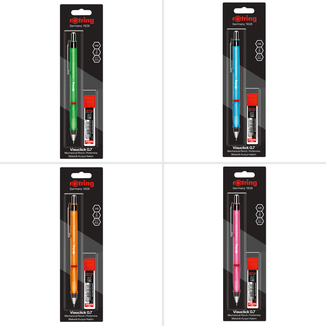 Vulpotlood rOtring Visuclick 2B 0.7mm assorti Vulpotlood rOtring Visuclick 2B 0.7mm assorti
