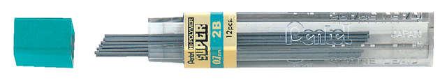 Potloodstift Pentel 2B 0.7mm zwart koker à 12 stuks Potloodstift Pentel 2B 0.7mm zwart koker à 12 stuks