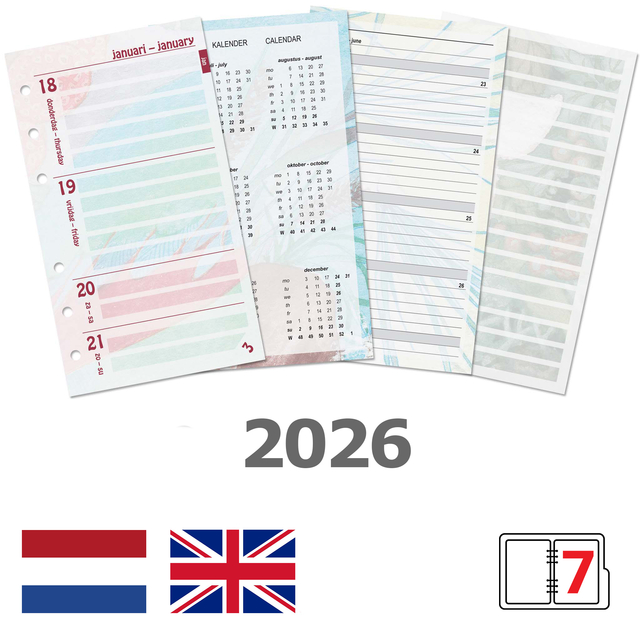 Agendavulling 2026 Kalpa Personal bloemen 7dagen/2pagina's Agendavulling 2026 Kalpa Personal bloemen 7dagen/2pagina's