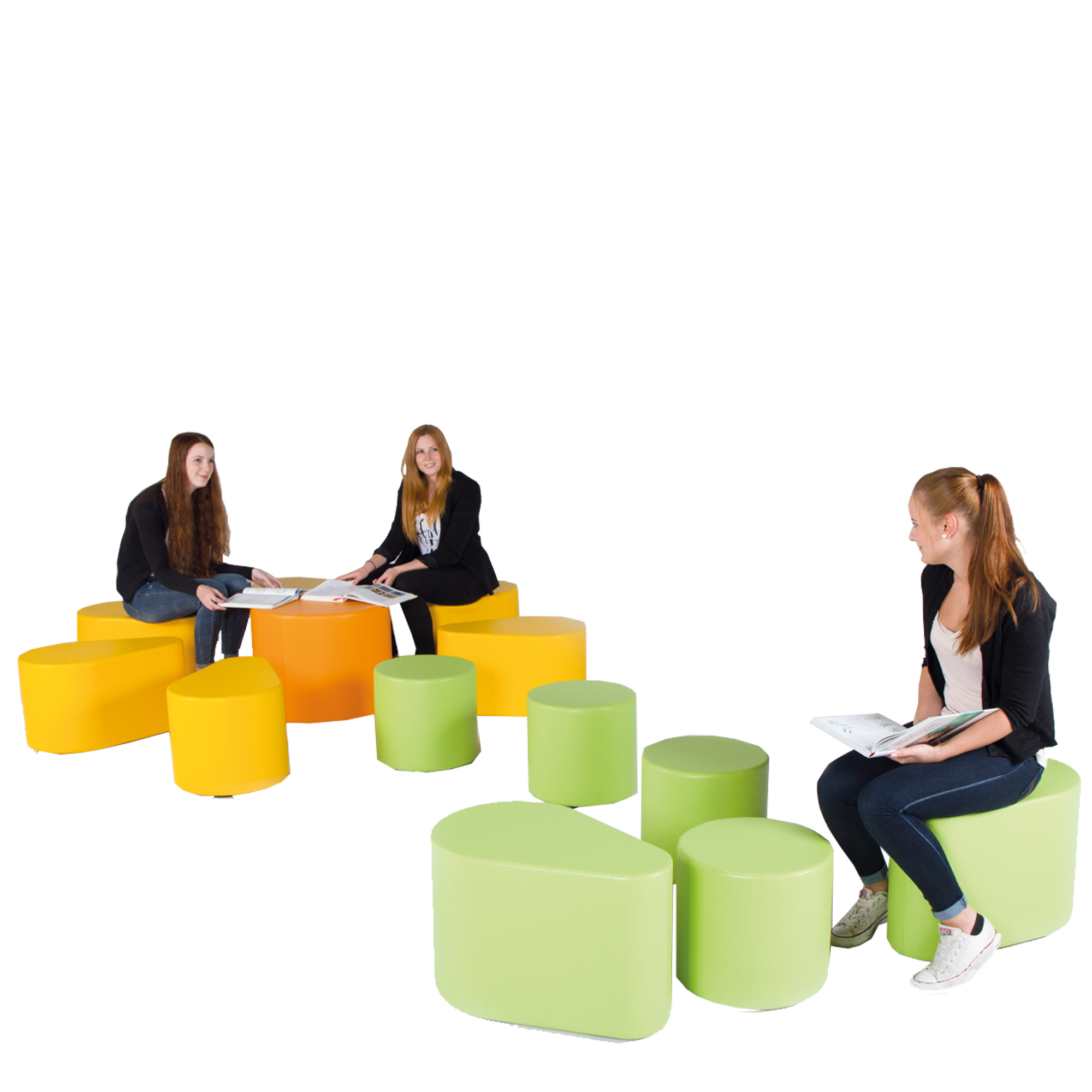 Flowerpower XL zitgroep, 13 stuks met kunstlederen bekleding, vlamvertragende bekleding