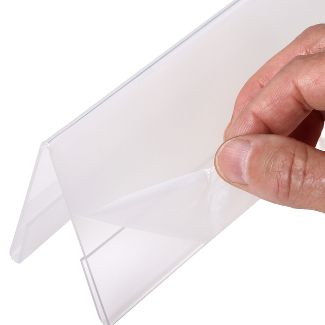card holder, clear plastic, folded stand, clear sleeve, transparent