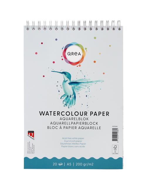Aquarelblok Qrea A5 20 vel 200gr spiraal Aquarelblok Qrea A5 20 vel 200gr spiraal