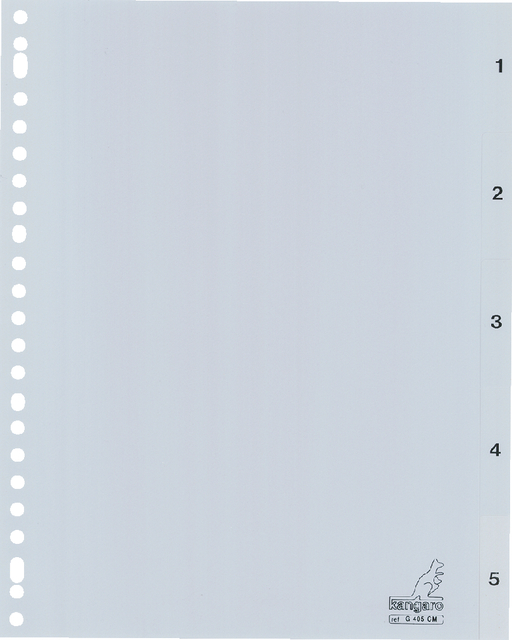 Tabbladen Kangaro 23-gaats G405CM 1-5 genummerd grijs PP Tabbladen Kangaro 23-gaats G405CM 1-5 genummerd grijs PP