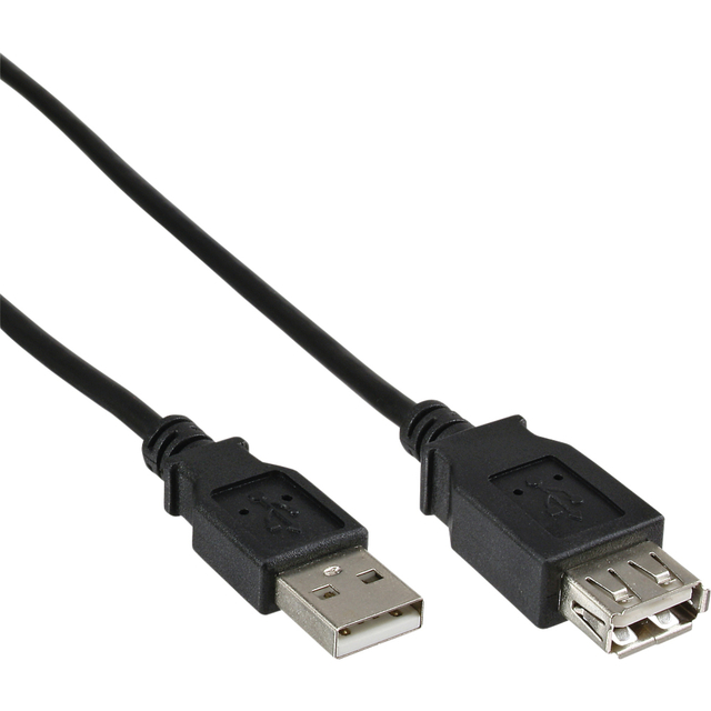 Kabel inLine verlengkabel USB-A 2.0 M/V 1,8 meter zwart Kabel inLine verlengkabel USB-A 2.0 M/V 1,8 meter zwart