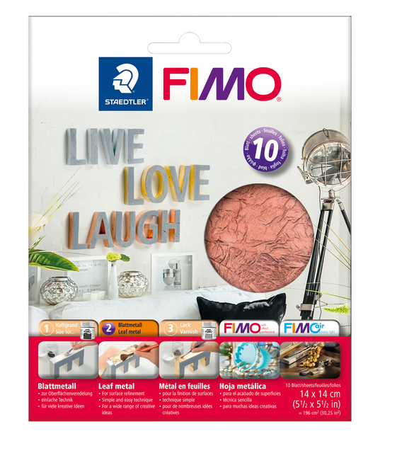 Bladmetaal Fimo 14x14cm 10vel koper Bladmetaal Fimo 14x14cm 10vel koper