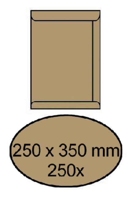 Envelop akte IEZZY 250x350mm zelfklevend 90gr bruin 250 stuks Envelop akte IEZZY 250x350mm zelfklevend 90gr bruin 250 stuks