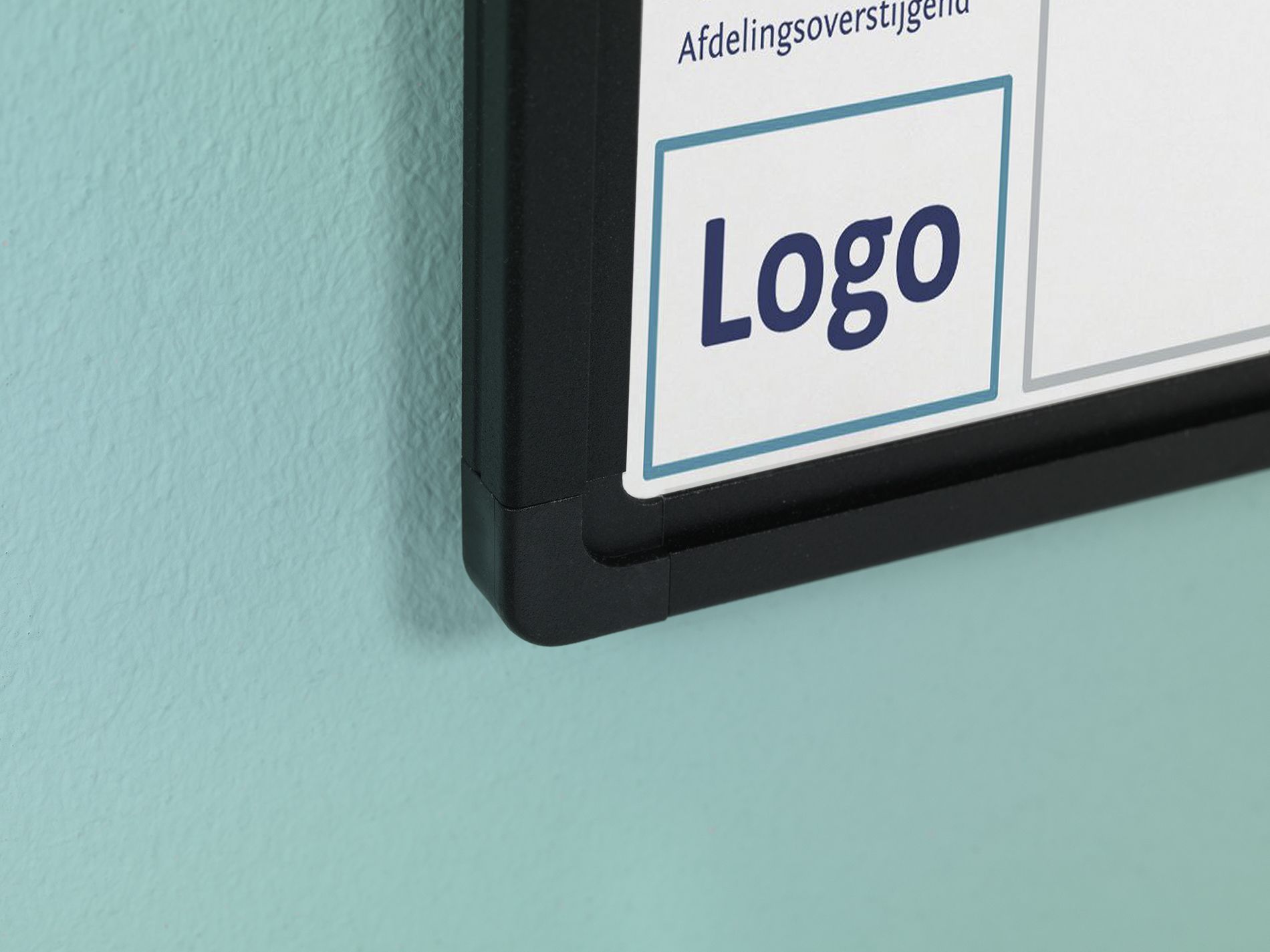 Bedrukt whitebord, zwart Softline profiel 8mm - 120x300 cm