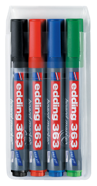 Whiteboardmarker edding 363 schuin 1-5mm assorti set à 4 stuks Whiteboardmarker edding 363 schuin 1-5mm assorti set à 4 stuks
