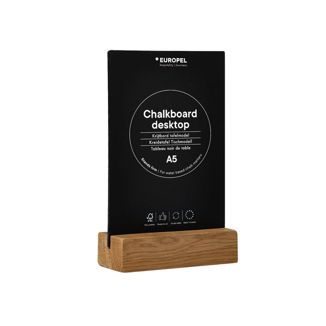 Chalkboard, Desk accessory, A5 size, Wood stand, Black board