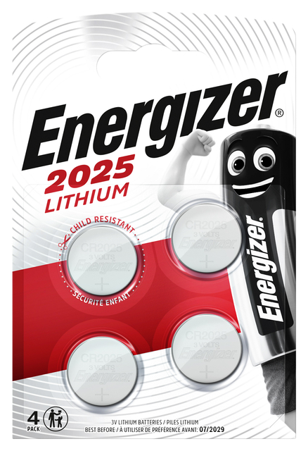 Batterij Energizer knoopcel 4xCR2025 lithium Batterij Energizer knoopcel 4xCR2025 lithium