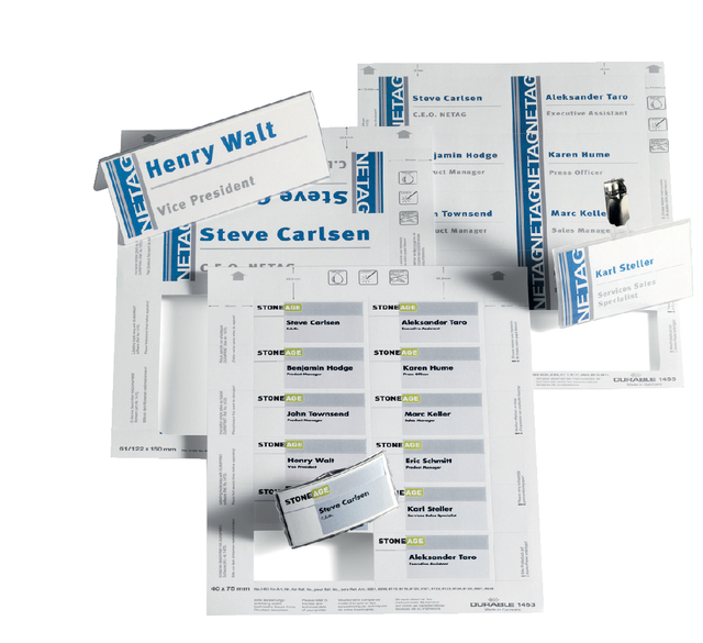 Tafelnaambord Durable 1460 kaarten 61/122x210mm 20 stuks Tafelnaambord Durable 1460 kaarten 61/122x210mm 20 stuks