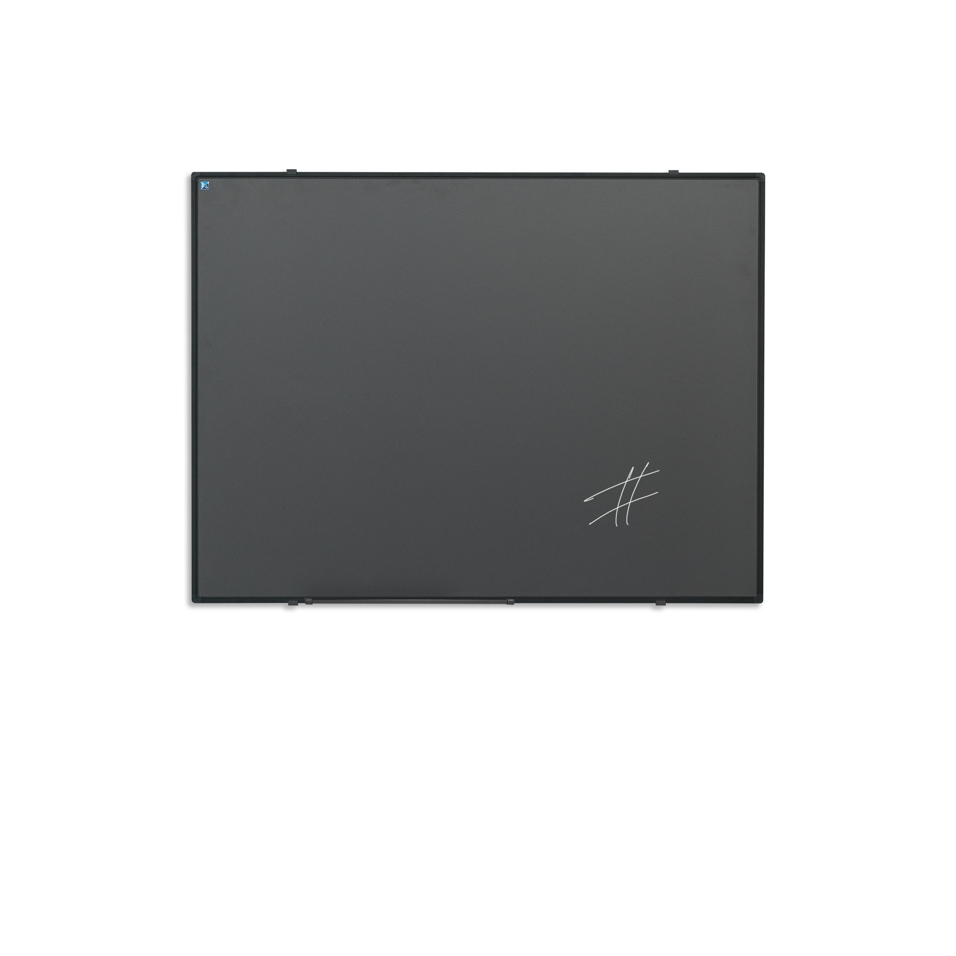 Krijtbord zwart Softline profiel 8mm, emailstaal grijs - 90x120 cm