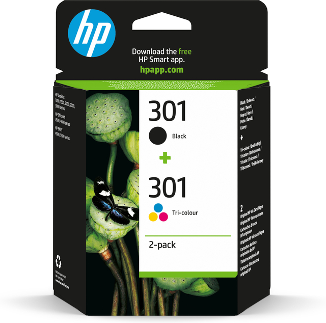 Inktcartridge HP N9J72AE 301 zwart + kleur