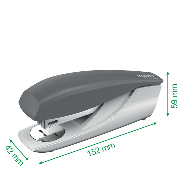 kantoorstapler, stapler, metalen onderstel, grijze kleur, normale grootte