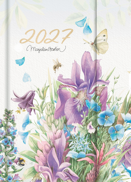 kalender, illustratie, bloemen, iris, floral