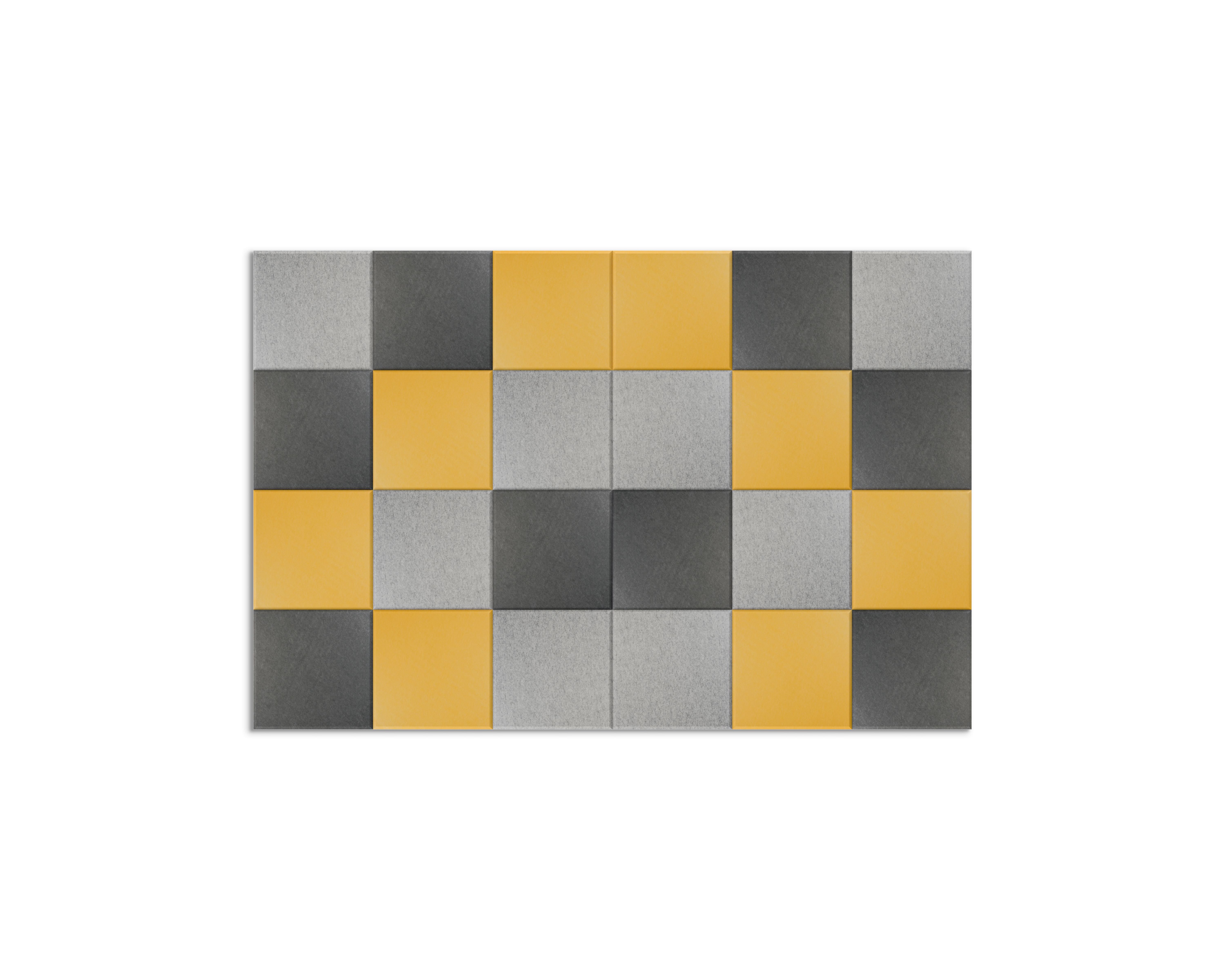 Akoestische PET-vilt wandtegels, set van 24, combi set geel - 30x30 cm