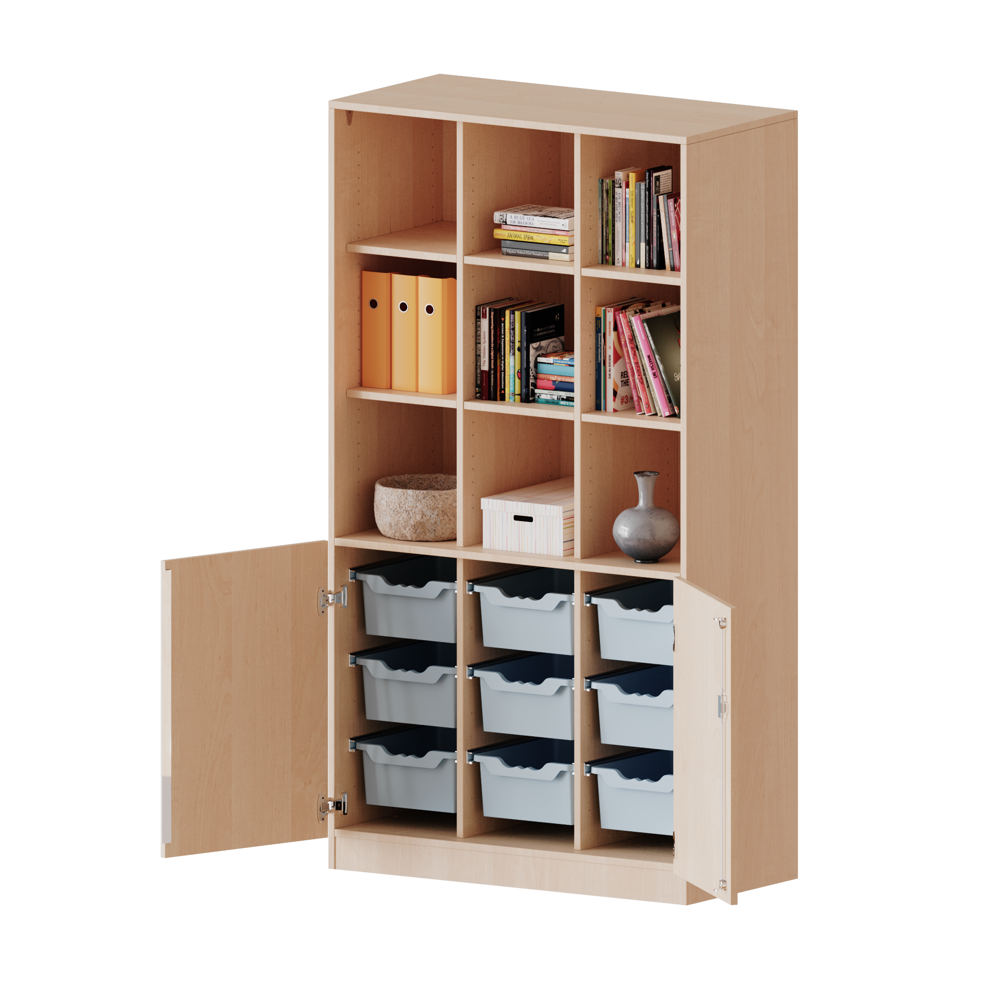 ErgoTray combikast, drie rijen, 5 ordnerhoogtes - evo180 serie