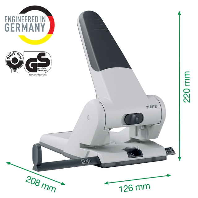 Perforator Leitz 5180 heavy duty 65 vel zilver