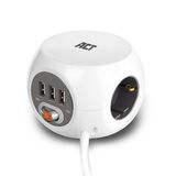 ACT Vierkante stekkerdoos (PDU) met 3 sockets type F, 3 USB-A poorten, 1,5m ACT Vierkante stekkerdoos (PDU) met 3 sockets type F, 3 USB-A poorten, 1,5m