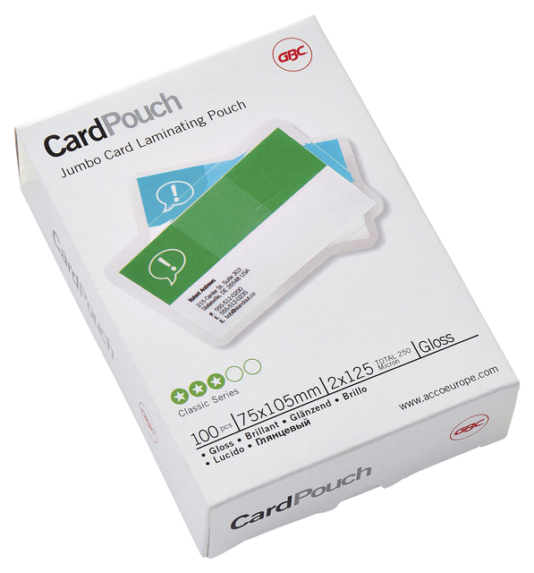 Lamineerhoes GBC club card 75x105mm 2x125micron 100 stuks Lamineerhoes GBC club card 75x105mm 2x125micron 100 stuks