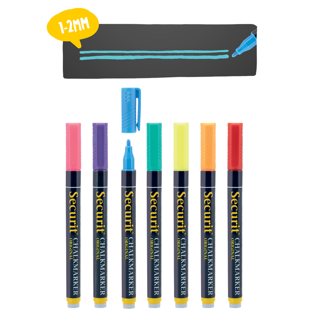 chalk markers, highlighter pens, board markers, multi-color set, thin tip 1-2mm