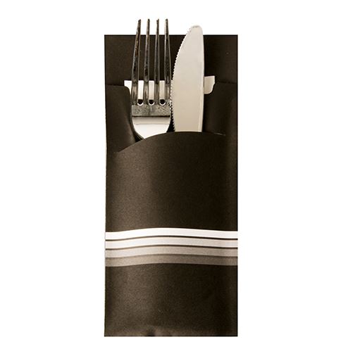 Bestekzakjes 20cm x 85cm Stripes Zwart doos 520 stuks