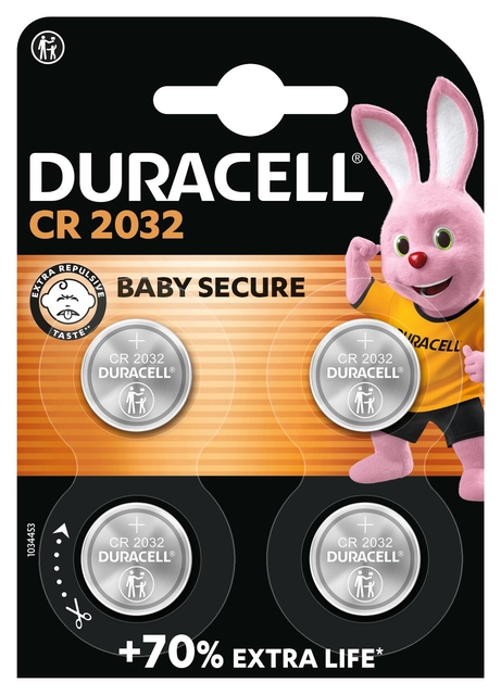 Batterij Duracell knoopcel 4xCR2032 lithium Ø20mm 3V-180mAh