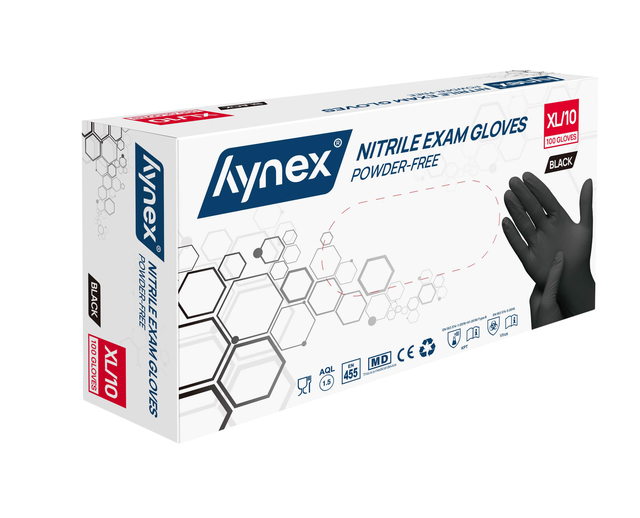 Handschoen Hynex XL nitril zwart pak à 100 stuks Handschoen Hynex XL nitril zwart pak à 100 stuks