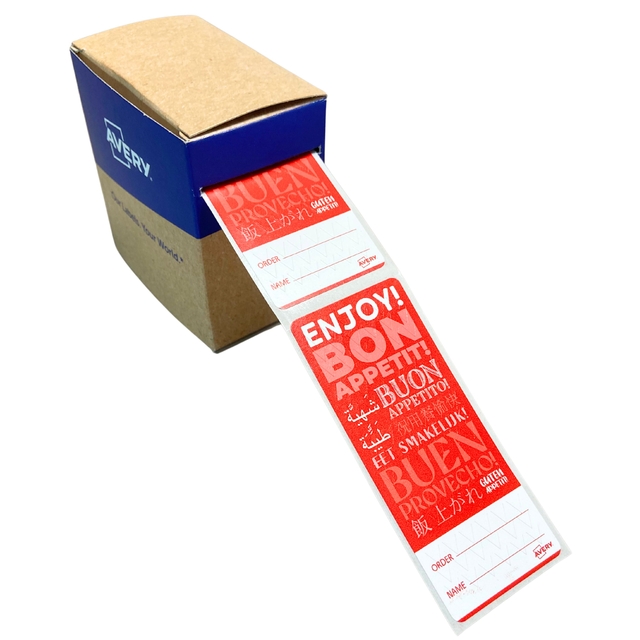 Etiket Avery sluitzegel/breukindicatie rood 40x95mm 250st