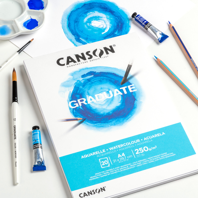 Aquarelblok Canson Graduate A5 250gr 20 vel