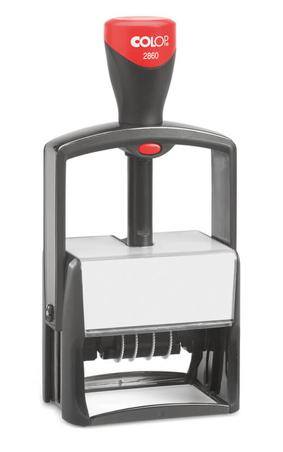 Woord-datumstempel Colop Heavy Duty 2860 Classic Line personaliseerbaar rood