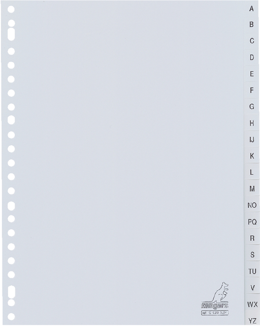 Tabbladen Kangaro 23-gaats G420AZM 20-delig alfabet grijs PP Tabbladen Kangaro 23-gaats G420AZM 20-delig alfabet grijs PP