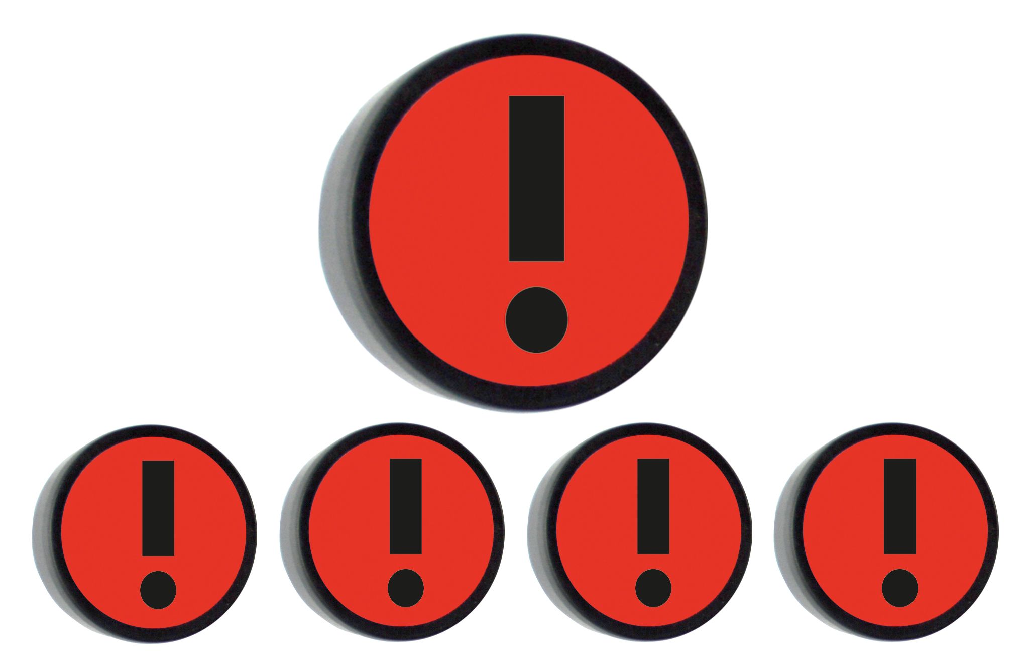 Attention rood, set van 5 stuks - Ø 35mm