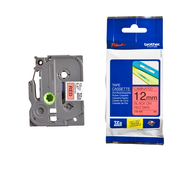 Labeltape Brother P-touch TZe-431 standaard 12mm zwart op rood