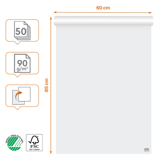 Flipover Nobo premium 60x85cm dubbelzijdig 2x 50vel