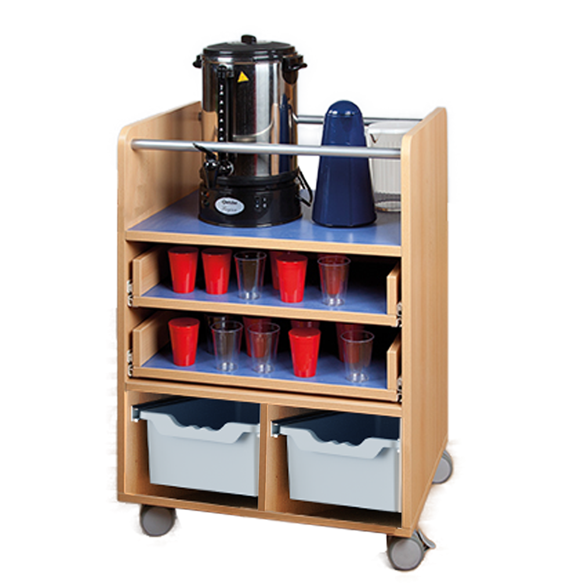 Mobiel servicestation - 2 planken als volledig uittrekbaar, 2 ErgoTray-boxen, B/H/D: 70,3x90x50 cm