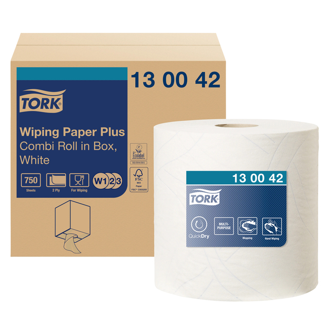 Poetspapier Tork W2 Plus Premium 2-laags 750 vel wit 130042 Poetspapier Tork W2 Plus Premium 2-laags 750 vel wit 130042