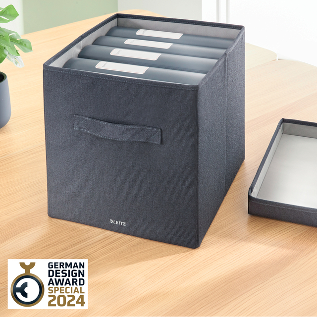 Opbergdoos Leitz gestoffeerd met deksel 330x325x380mm grijs 2 st